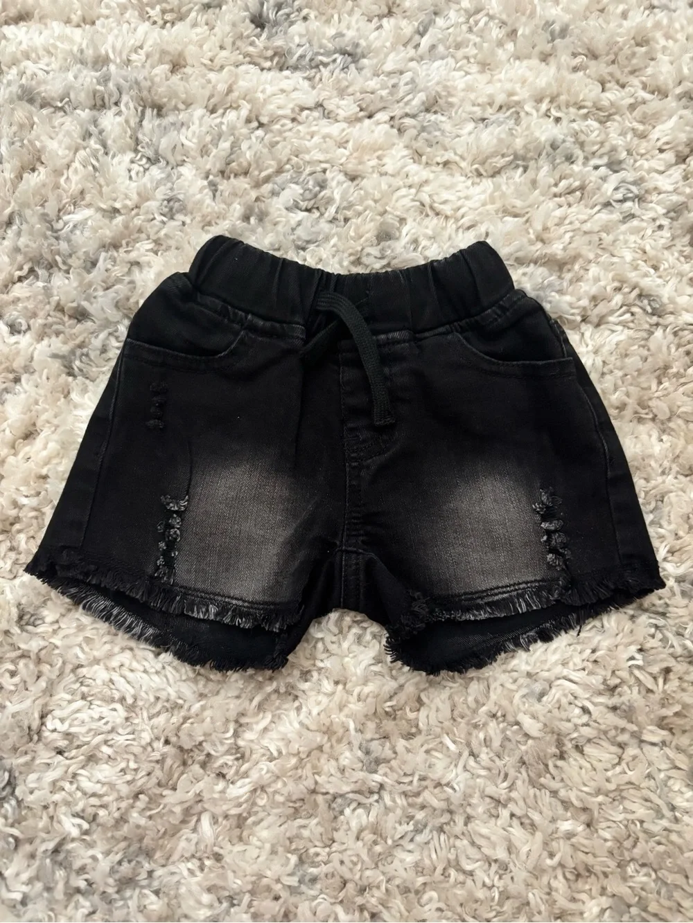 NWT Little Bipsy Two-Pack Distressed Denim Shorts in Light Blue & Black